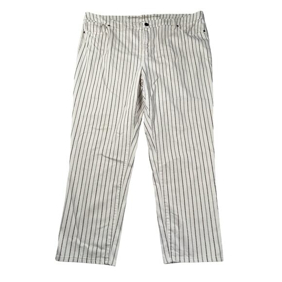 Chico's Jeans Womens 4R / US 20 So Slimming Textured Stripe Girlfriend Ankle - Picture 1 of 16